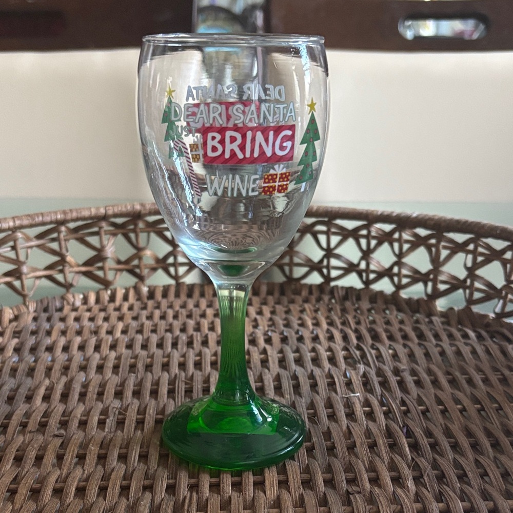 Holiday Green Stem Wine Glass
